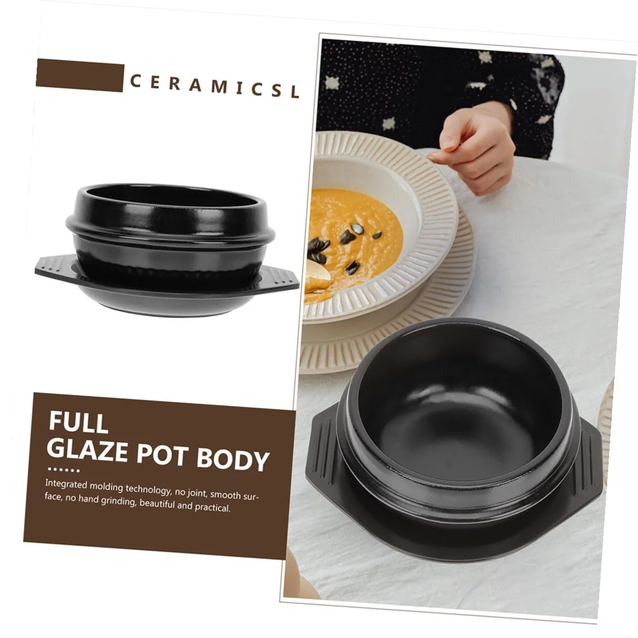 Горшок керамический термостойкий глазурованный для бибимбапа и тушения в корейском стиле, фото №7