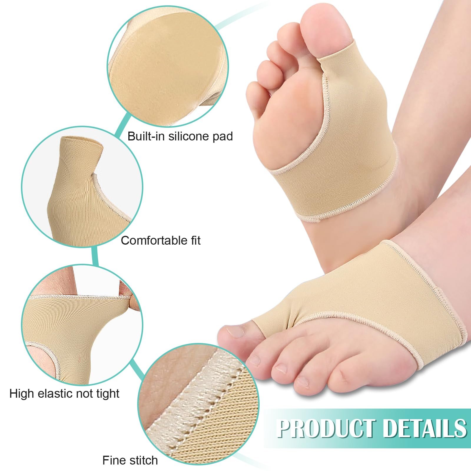 Носки для коррекции Hallux Valgus, бежевые, для мужчин и женщин, для облегчения боли при молоткообразных пальцах, для защиты плюсневой кости, фото №3