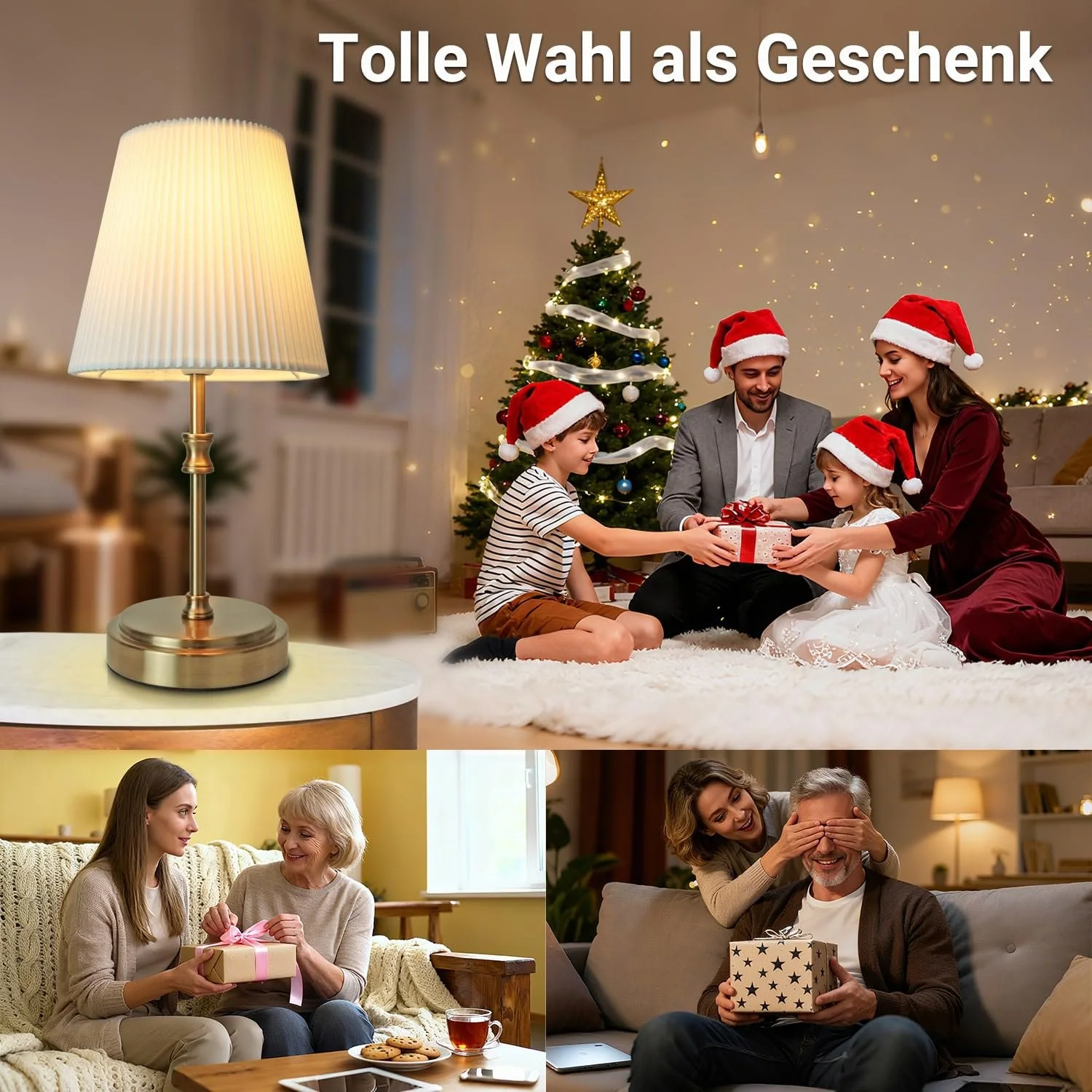 Настільна лампа сенсорна димована 31.5 см 3 рівні яскравості Золота, фото №3