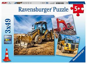 Дитячий пазл Ravensburger 05032 Construction Vehicles in Use 3 x 49 деталей - Фото 1