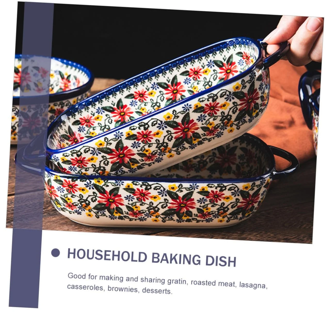 Форма для запекания VALICLUD Polish Ceramic Прямоугольная с двойными ручками Жаропрочная Пятнистая, фото №2 Форма для запекания VALICLUD Polish Ceramic Прямоугольная с двойными ручками Жаропрочная Пятнистая, фото №2