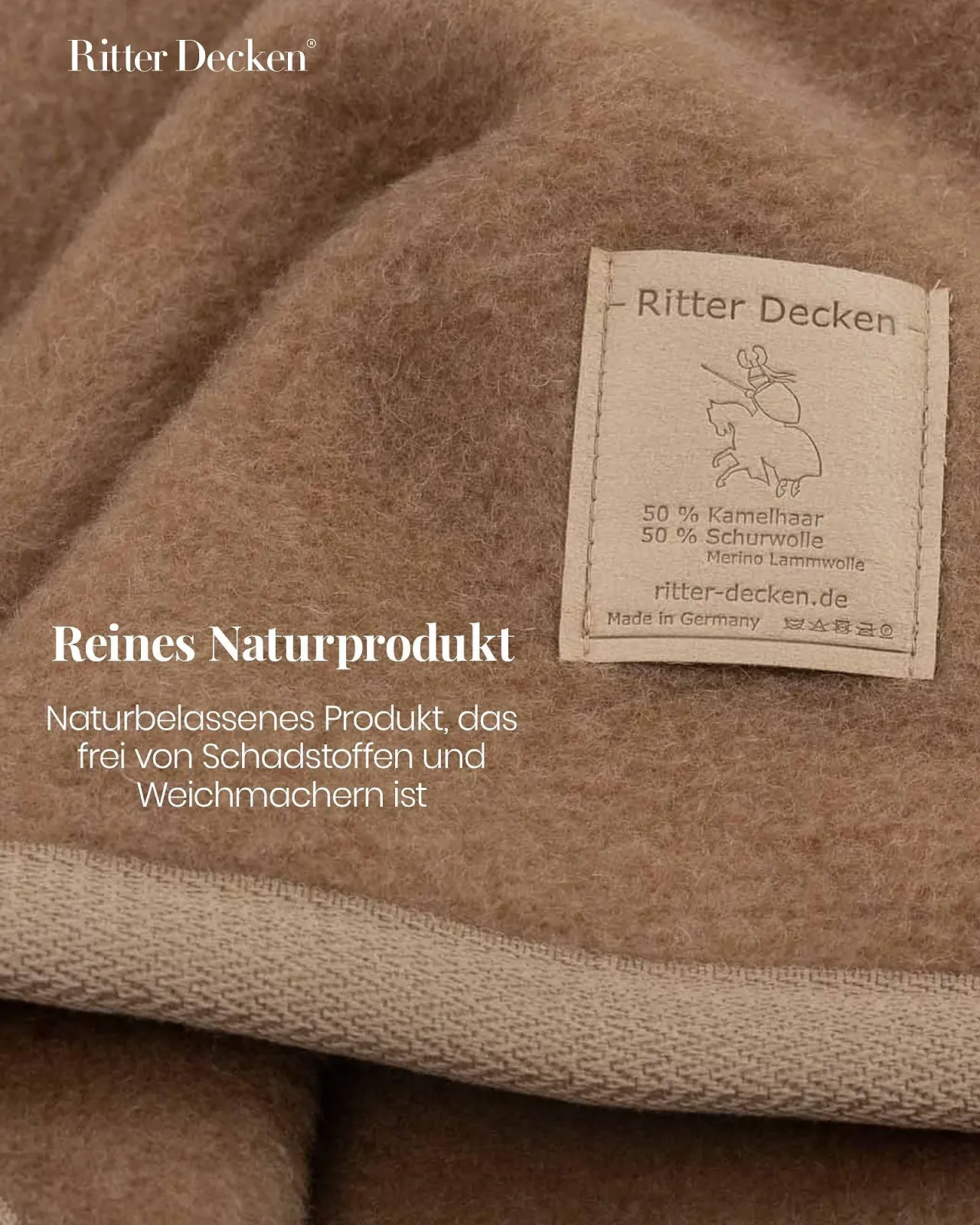 Одеяло Ritter Decken Mandarin из верблюжьей шерсти 150 x 200 см - Верблюжий - Высококачественное одеяло из 50% верблюжьей шерсти и 50% шерсти мериноса - Одеяло из натурального волоса, сохраняющее тепло - Сделано в Германии, фото №5