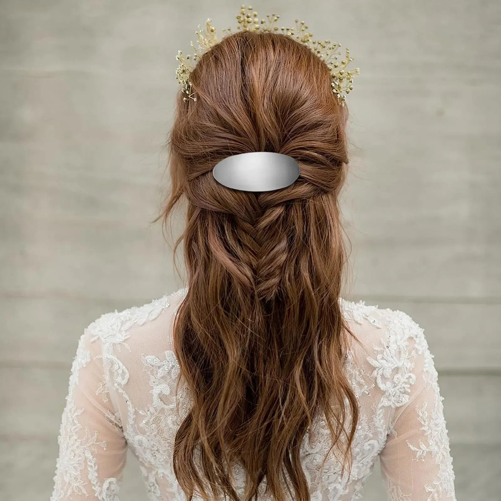 Заколка для волос OVAL BARRETTES Овальная Большая Золотая Серебряная, фото №2 Заколка для волос OVAL BARRETTES Овальная Большая Золотая Серебряная, фото №2