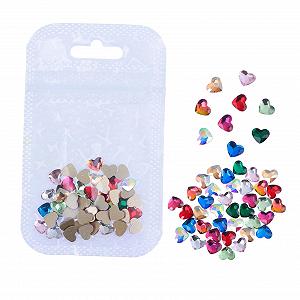 Стразы Плоские Сердце 50 шт Разноцветные - Фото 1