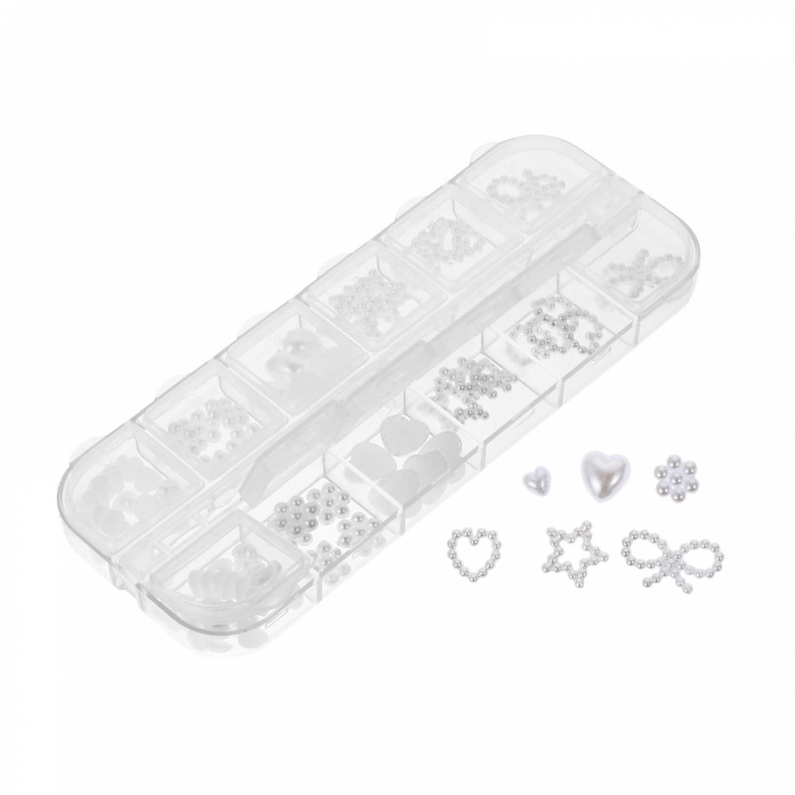 Украшение для ногтей Бусины для ногтей Стразы для ногтей Сердце для ногтей Белые накладные плоские ногти, фото №1