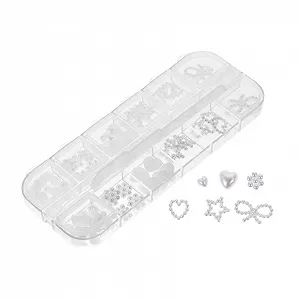 Украшение для ногтей Бусины для ногтей Стразы для ногтей Сердце для ногтей Белые накладные плоские ногти - Фото 1