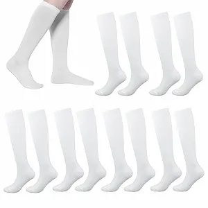 Жіночі шкарпетки до коліна Білі, 6 пар, бавовна, висота 35 см - Фото 1