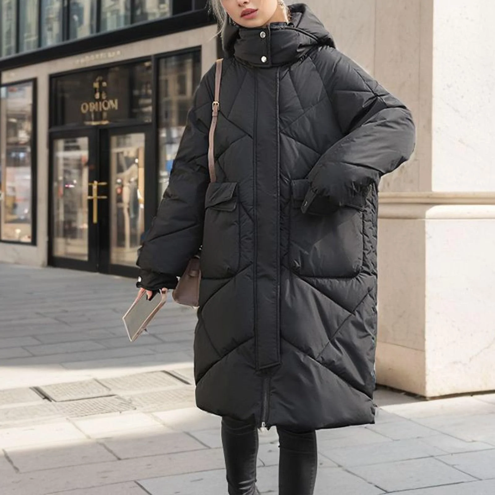 Пуховик Черный Блестящий, фото №7