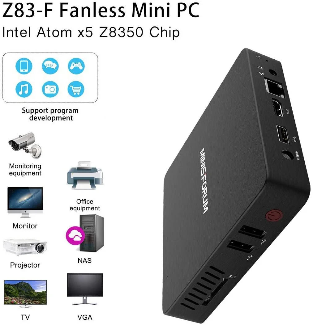 Мини ПК MINIS FORUM Z83-F / Intel Atom x5-Z8350 / RAM 2GB / eMMC 32GB / HDMI / LAN / Wi-Fi 5 / Bluetooth 4.1 / Черный, фото №4