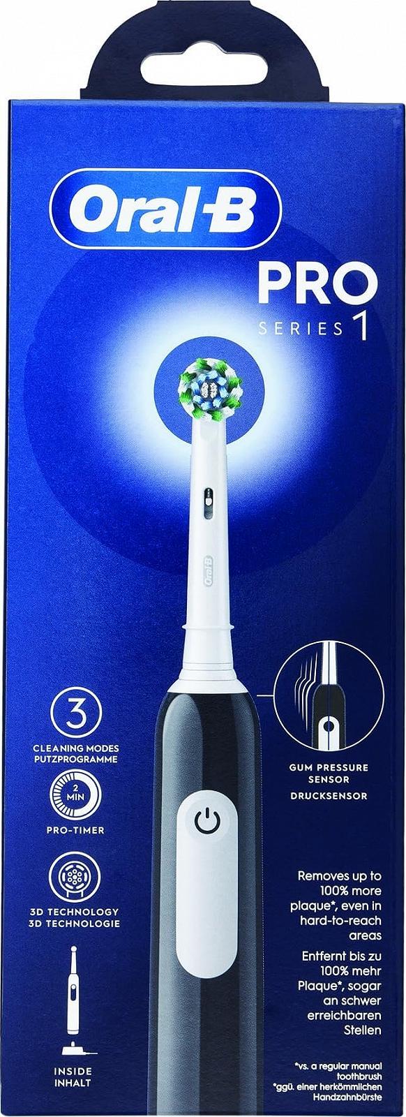 Зубна щітка електрична Oral-B Pro Series 1, чорна, з 1 змінною насадкою, фото №1
