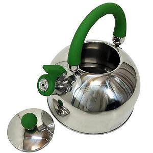 Купити Чайник из нержавеющей стали со свистком 2,5л UNIQUE UN-5302 Зеленая ручка - Фото 1 Чайник из нержавеющей стали со свистком 2,5л UNIQUE UN-5302 Зеленая ручка - Фото 1