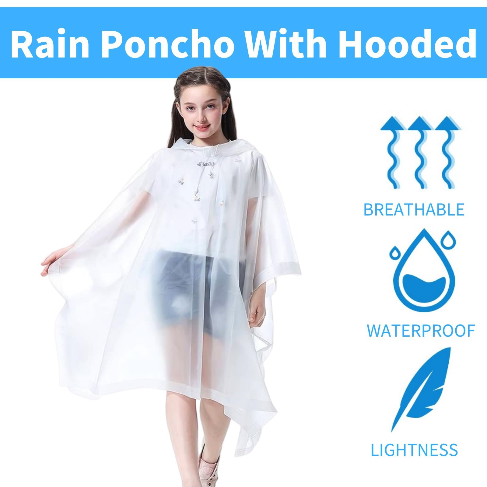 Дитячий дощовик Bosdontek, 2 шт, водонепроникний, дихаючий з капюшоном, фото №3 Дитячий дощовик Bosdontek, 2 шт, водонепроникний, дихаючий з капюшоном, фото №3