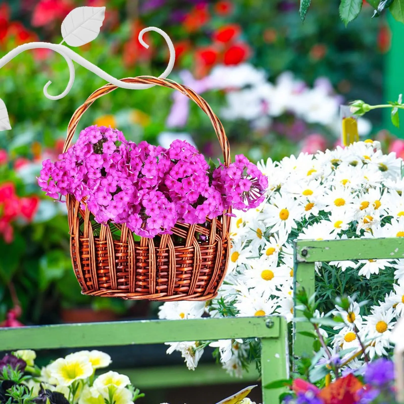 Настенный кронштейн для подвесных корзин набор из 2 шт. металл Белый, фото №5