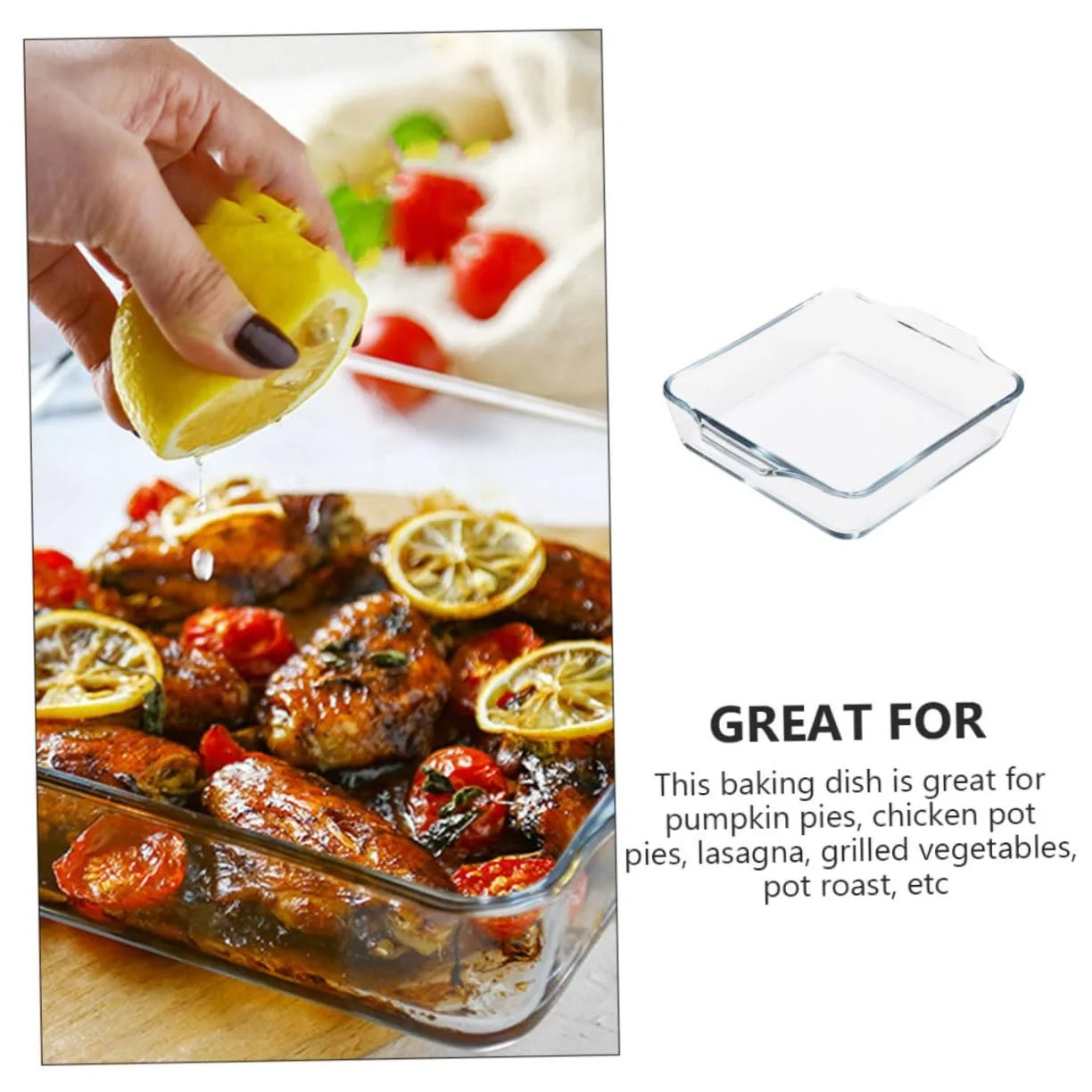 Форма для запікання VALICLUD скляна кругла з бічними ручками, фото №4