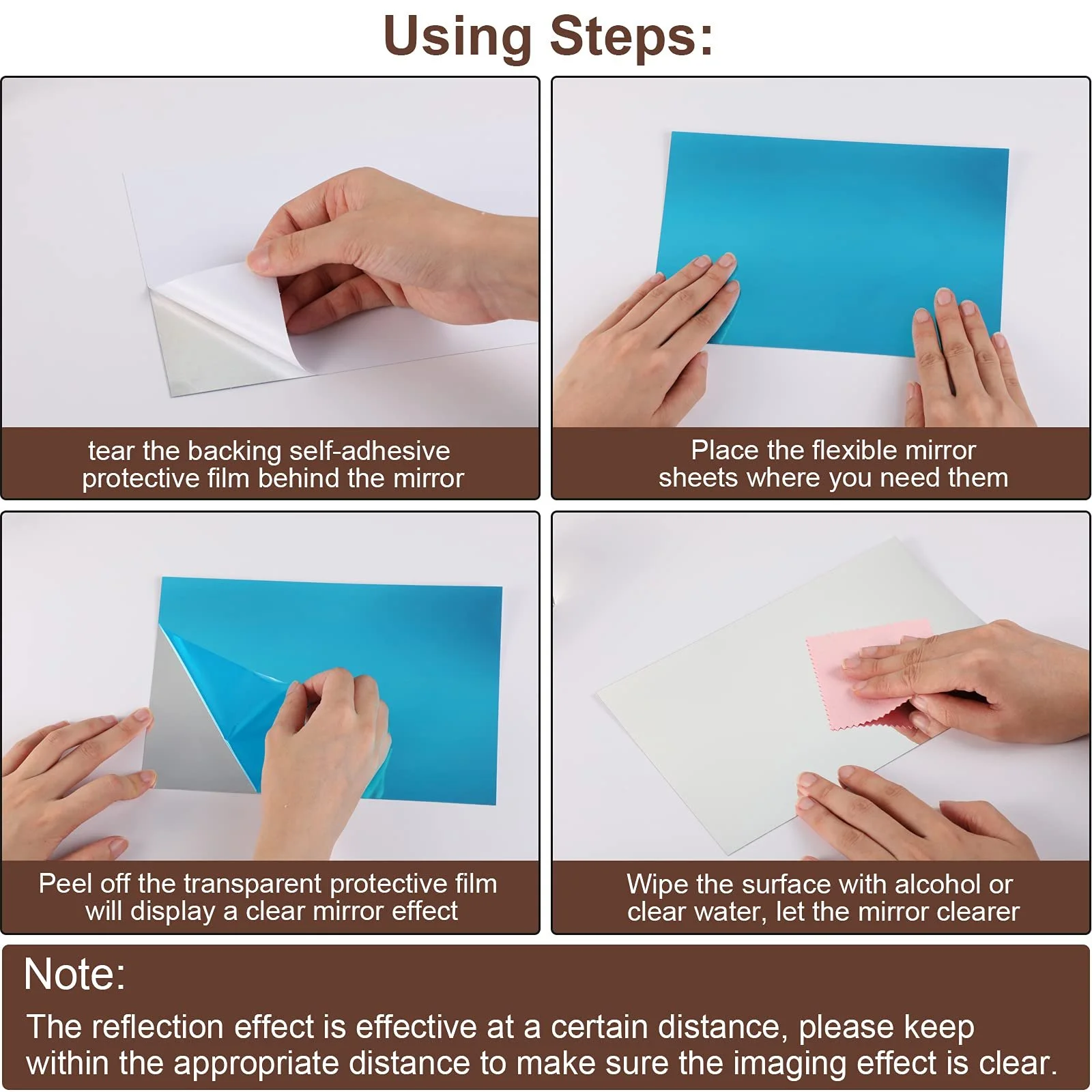 Зеркальные наклейки Outus 30 штук гибкие 15 x 10 см Серебристые, фото №4