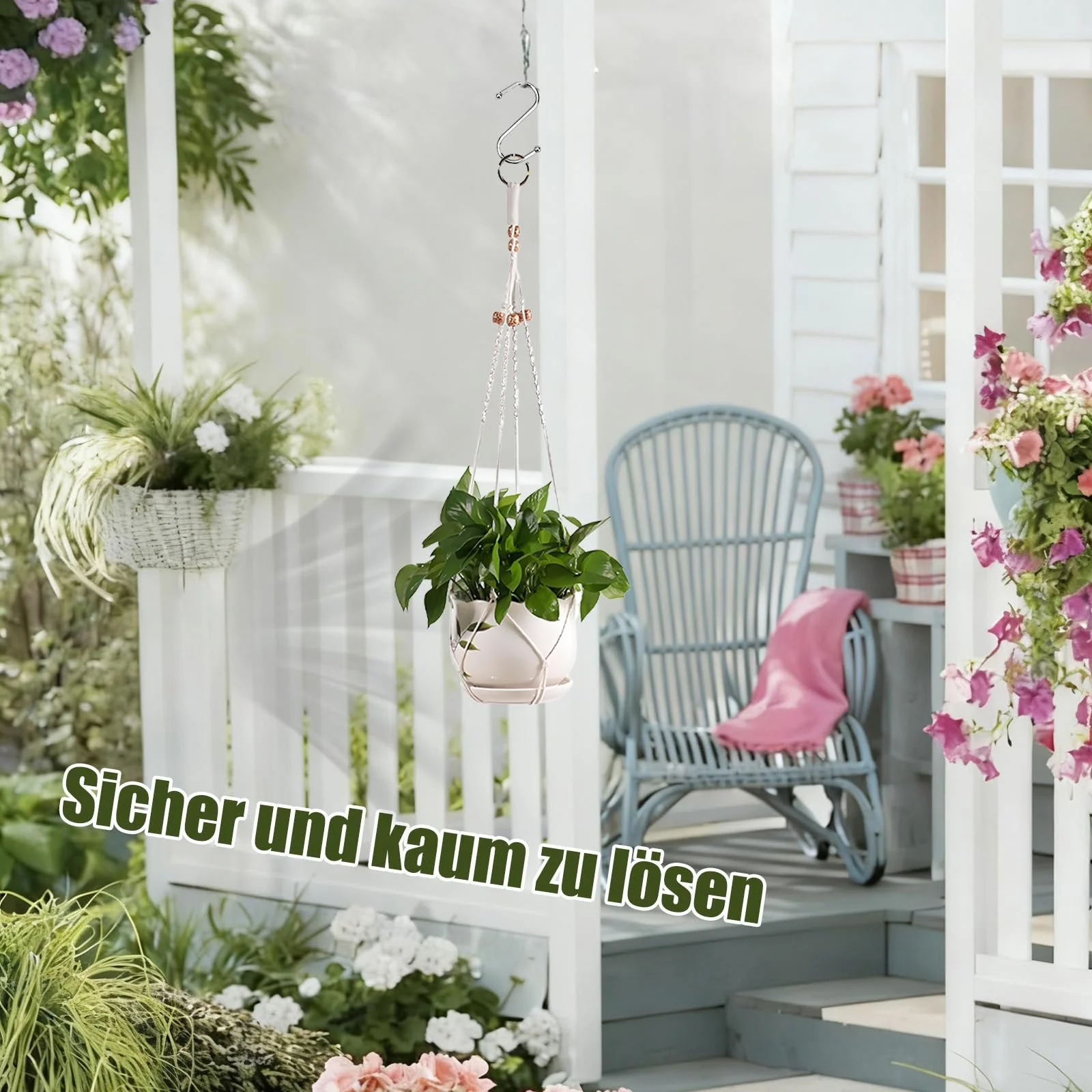 Підвісний кошик макраме набір з 2 шт. бавовна 80 см, фото №5 Підвісний кошик макраме набір з 2 шт. бавовна 80 см, фото №5