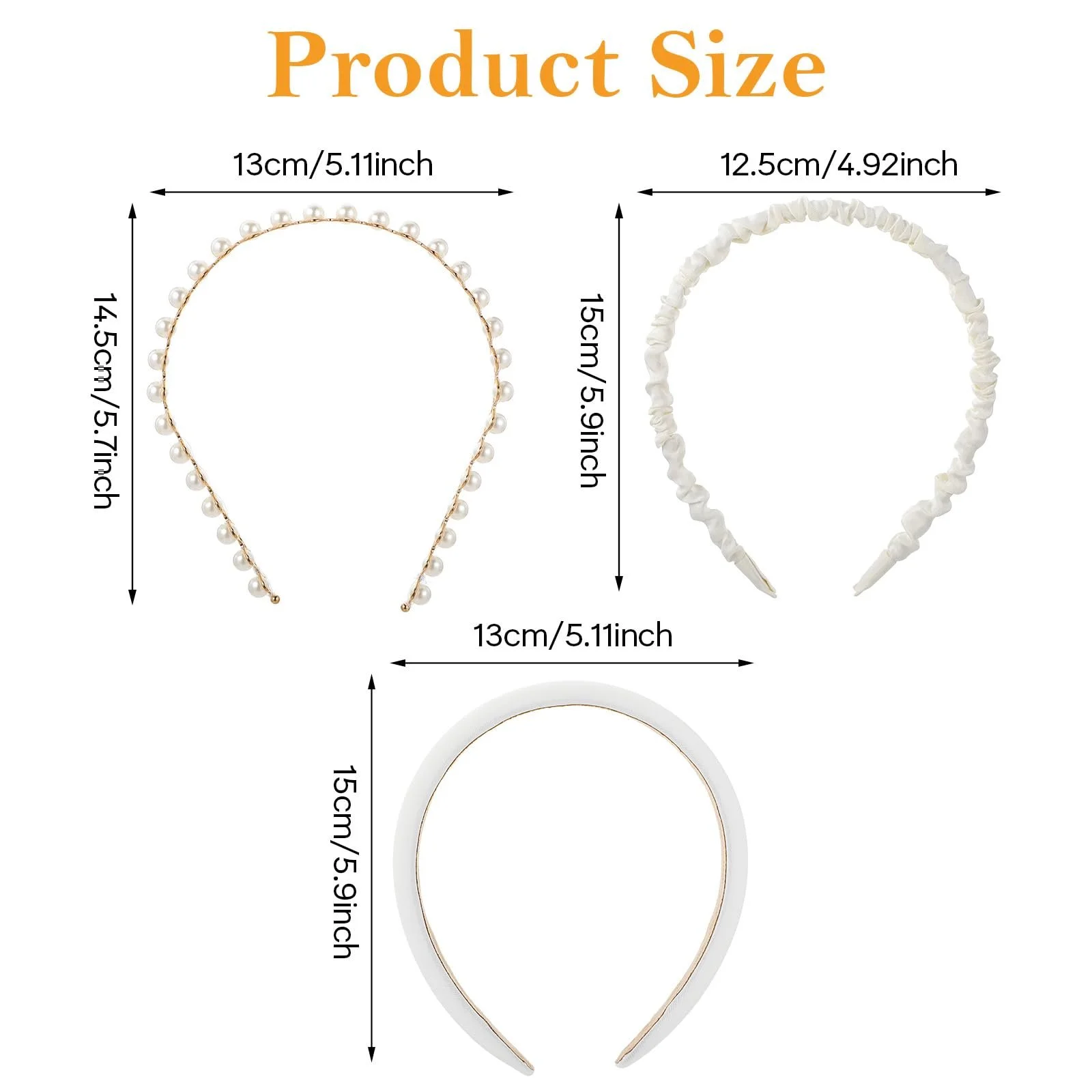 Обруч 3 шт Білий Перлинний, фото №6