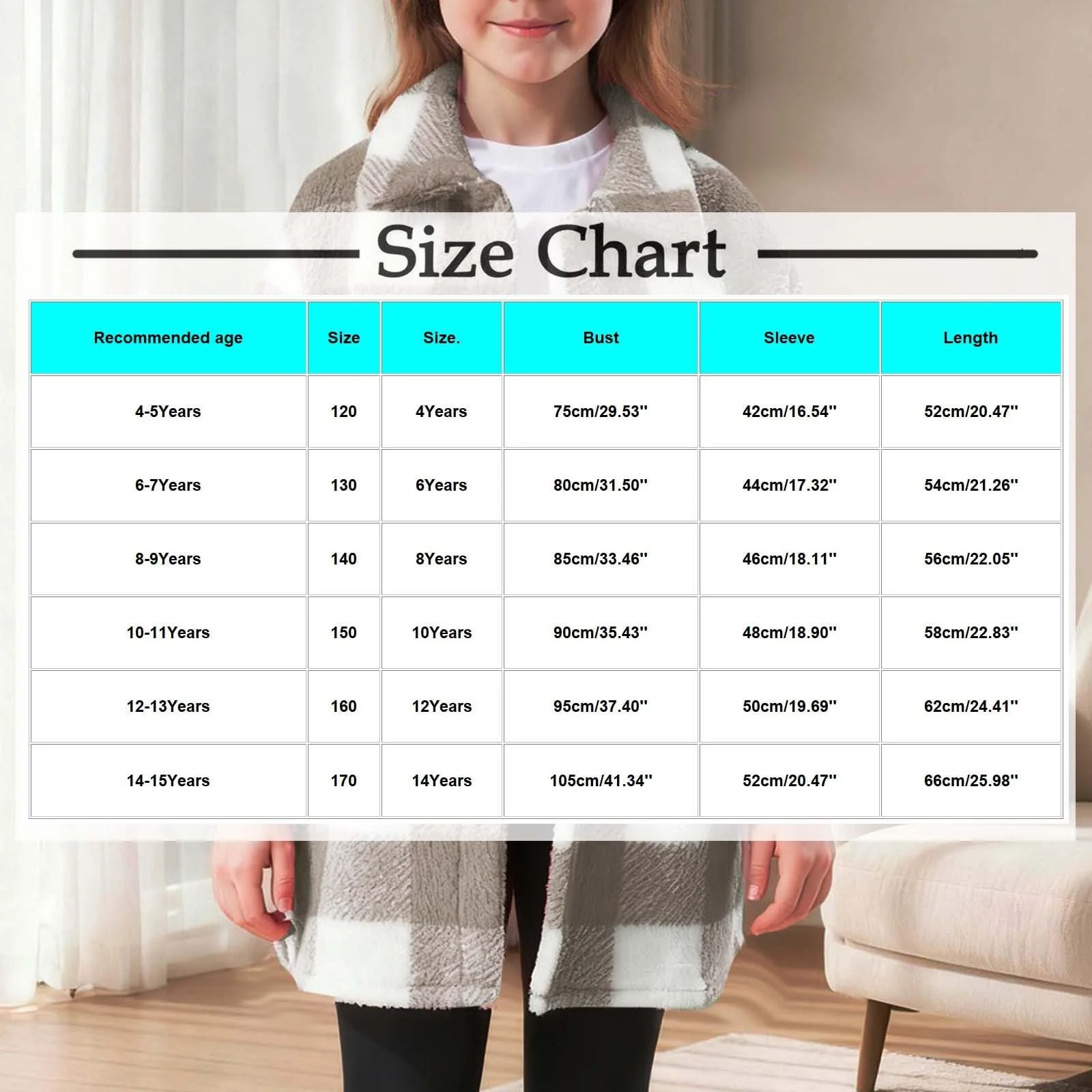 Пальто дитяче плюшеве в клітинку SYDUZAX, підліткове, на ґудзиках, фото №7