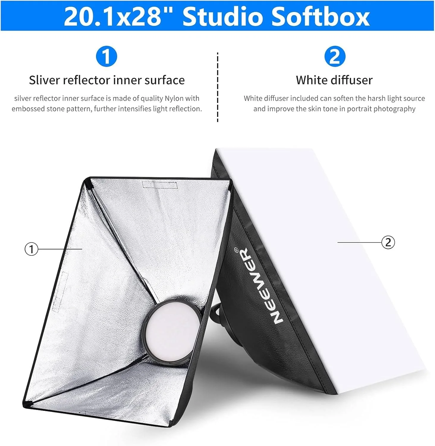 Комплект студійного освітлення Neewer RGB LED Softbox NW48-RGB Чорний, фото №2