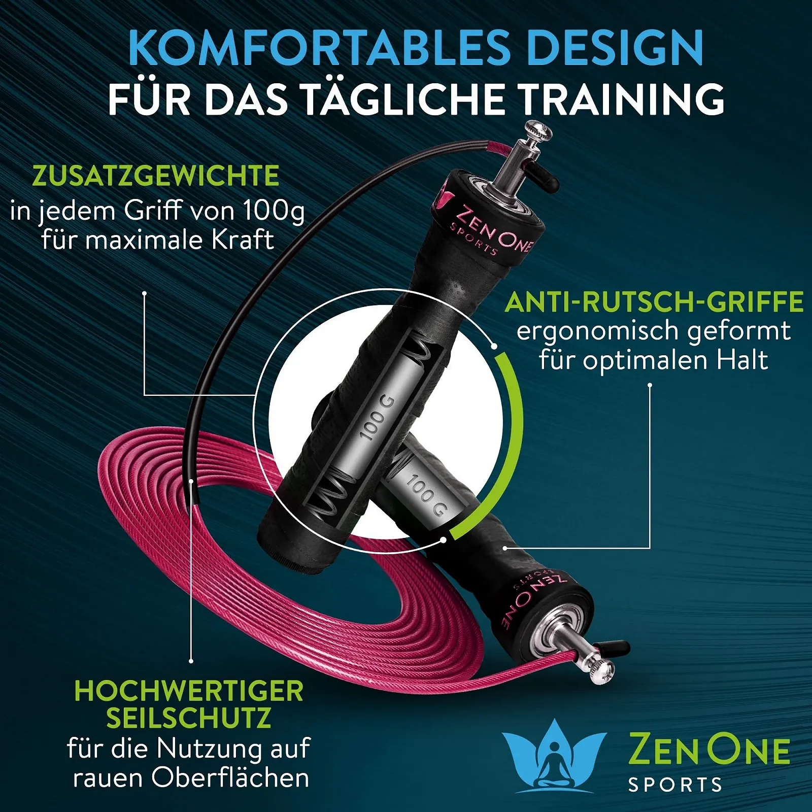 Скакалка ZenOne Sports Speed Rope 3 м Регульована Чорна, фото №4 Скакалка ZenOne Sports Speed Rope 3 м Регульована Чорна, фото №4