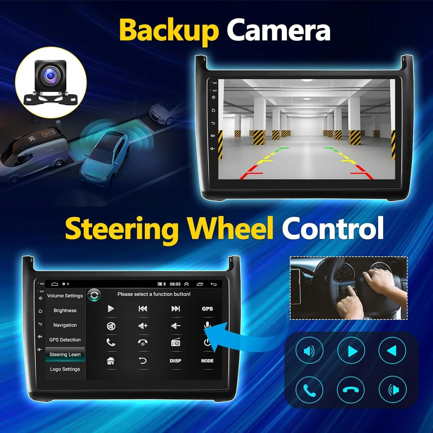 Штатная автомагнитола CAMECHO для VW Polo 6R 6C 9N 2008-2016 / 9" / Сенсорная / 2/64Гб / Android 13 / Apple CarPlay / Android Auto / Bluetooth / WI-FI / GPS / USB, фото №6 Штатная автомагнитола CAMECHO для VW Polo 6R 6C 9N 2008-2016 / 9" / Сенсорная / 2/64Гб / Android 13 / Apple CarPlay / Android Auto / Bluetooth / WI-FI / GPS / USB, фото №6