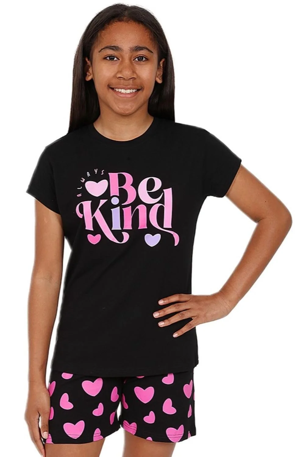 Комплект детской пижамы из хлопка Be Kind Черный, Розовый, фото №2 Комплект детской пижамы из хлопка Be Kind Черный, Розовый, фото №2