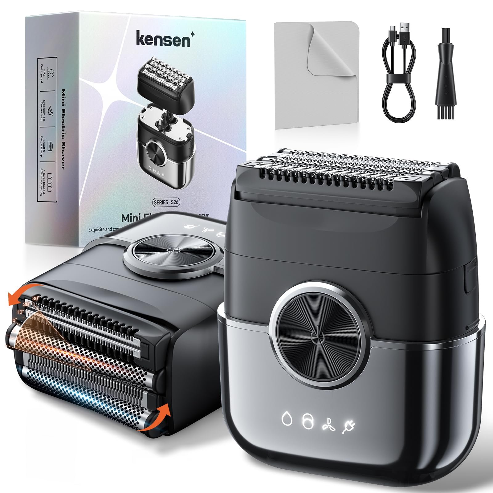 Электробритва kensen Mini Foil Shaver сеточная с 4 плавающими головками USB C 120 минут автономности, фото №1