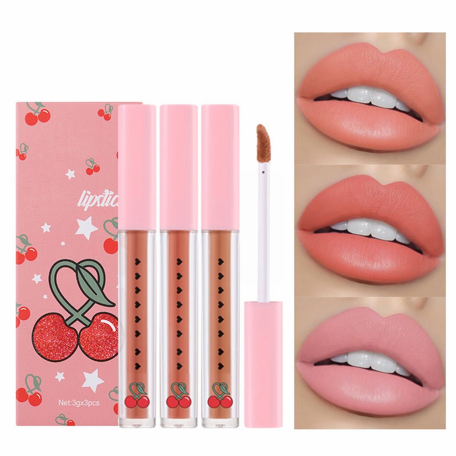 Блиск для губ Glitzer Drei Sets Box Nude Cute Set, фото №3