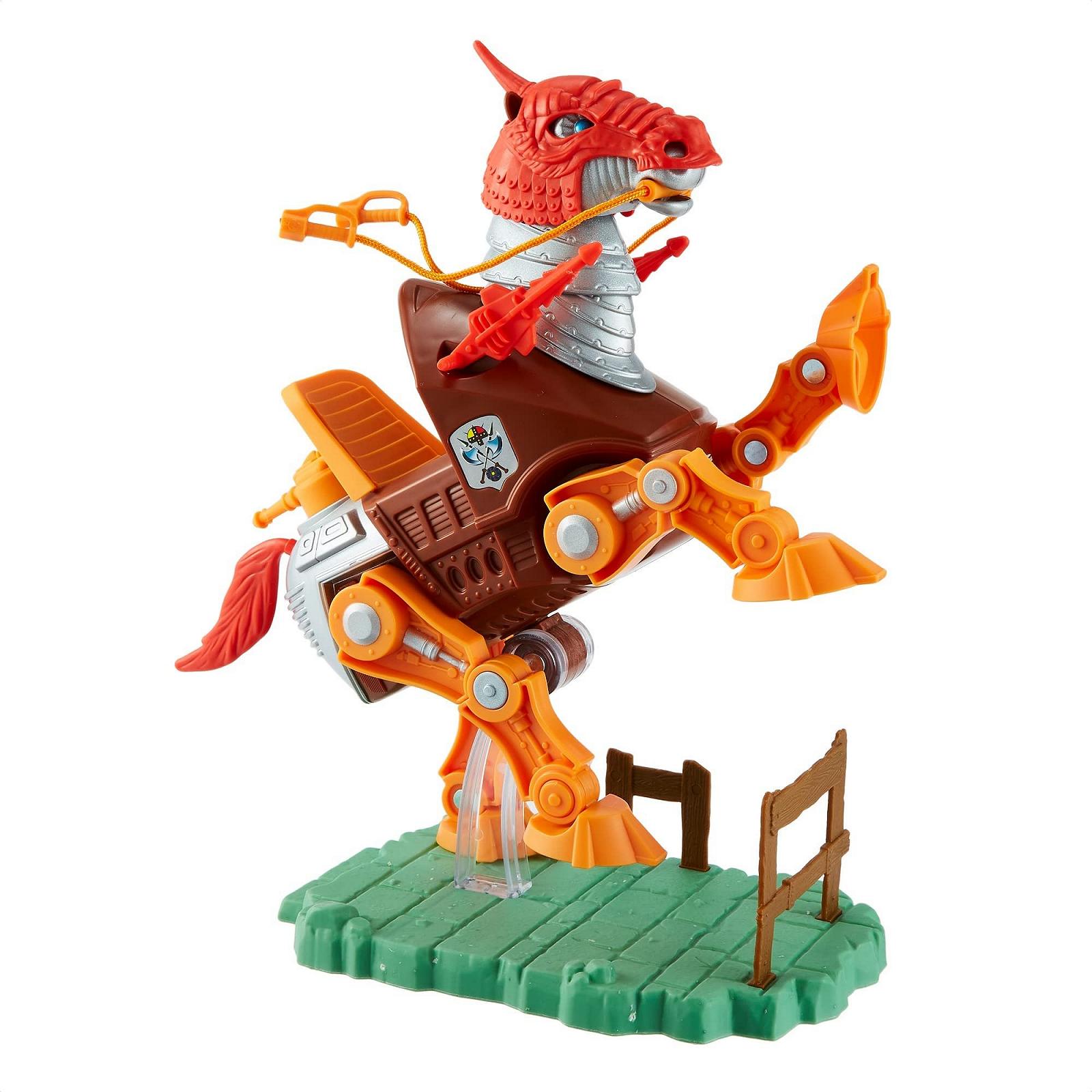 Фигурка Masters of the Universe Origins Stridor с роботом-лошадью, пусковой установкой и 3 плазменными бластерами, с подставкой, 18 см, фото №4