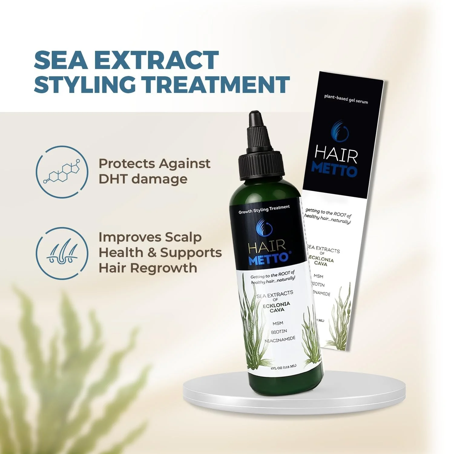 Сироватка для росту волосся HAIRMETTO Екстракт Ecklonia Cava, вітаміни MSM, ніацинамід і біотин, 118 мл, фото №8 Сироватка для росту волосся HAIRMETTO Екстракт Ecklonia Cava, вітаміни MSM, ніацинамід і біотин, 118 мл, фото №8