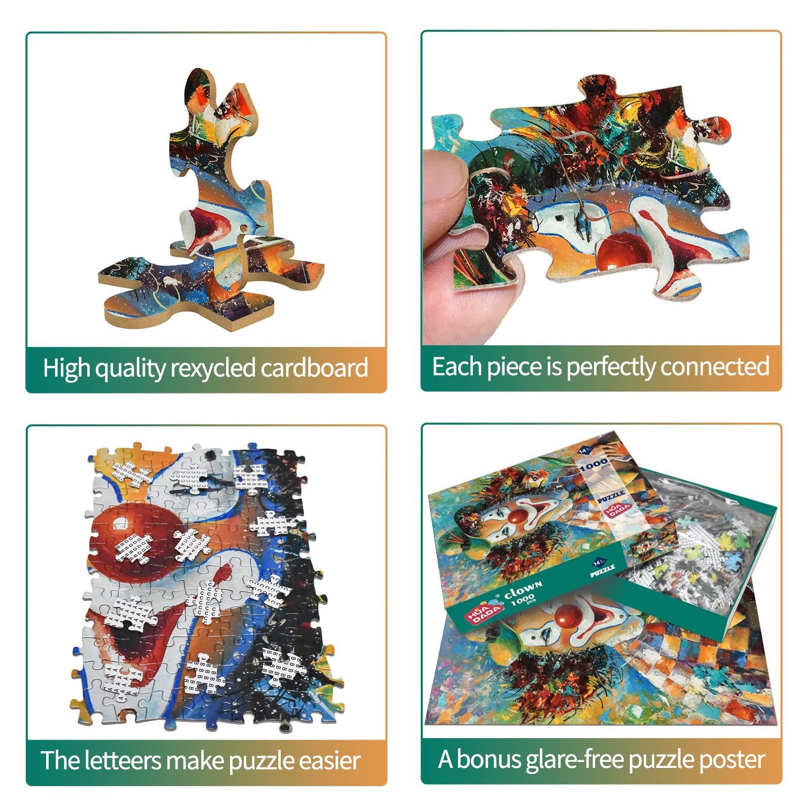 Пазл HUADADA 1000 деталей Кольоровий Клоун Різнокольоровий, фото №3