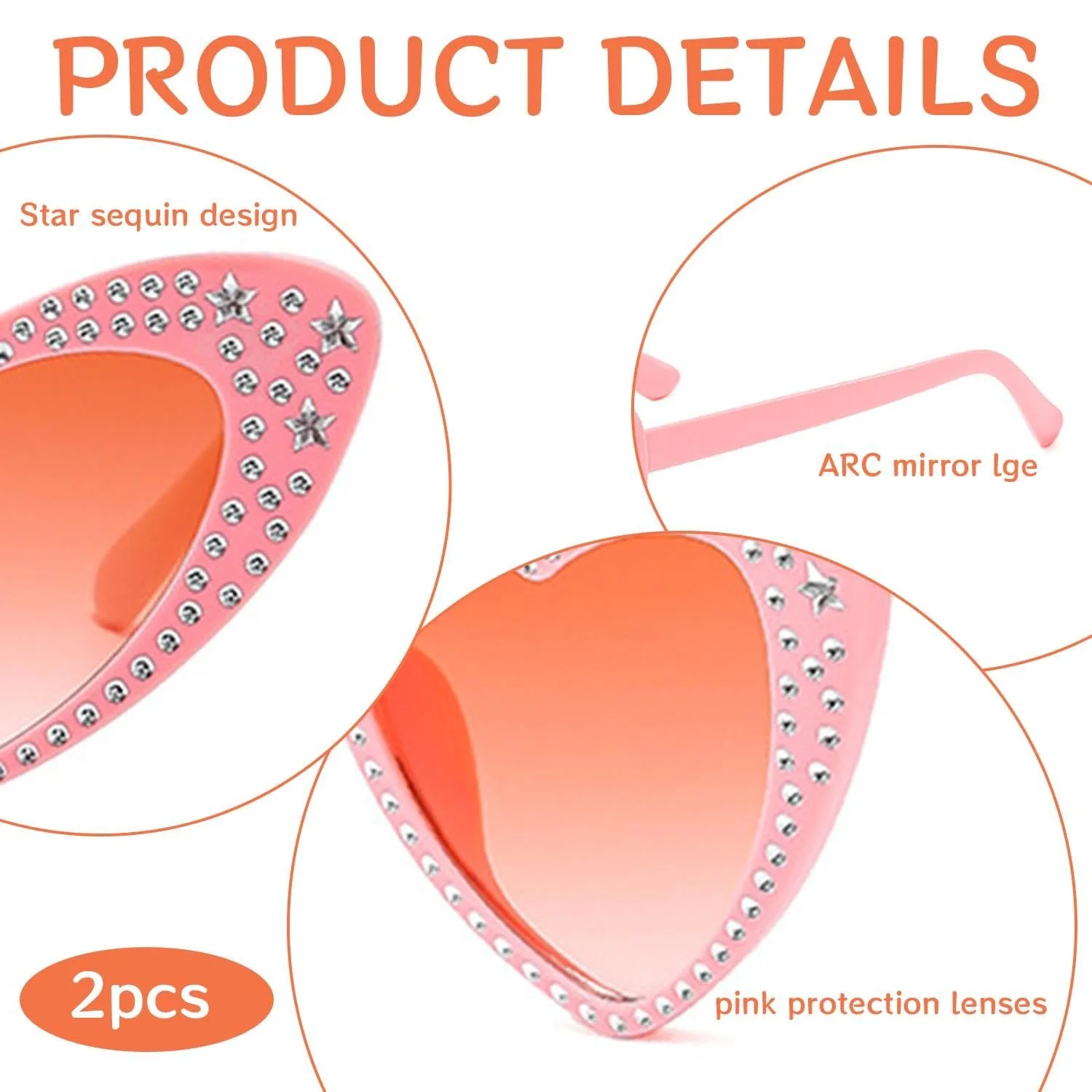 Очки в форме сердца Розовые (2 шт.), фото №3