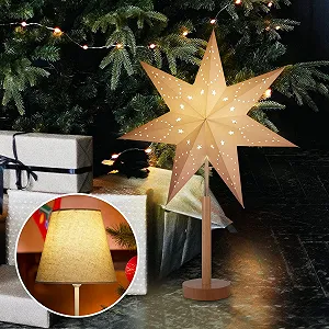 Настільна лампа SALCAR LED Christmas Star 3D Advent Paper Star Wooden Base E14 45 cm White - Фото 1