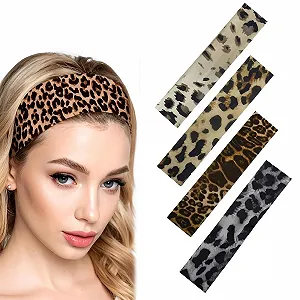 Купить Набор из 4 женских повязок на голову в стиле бохо с леопардовым принтом. - Фото 1 Набор из 4 женских повязок на голову в стиле бохо с леопардовым принтом. - Фото 1