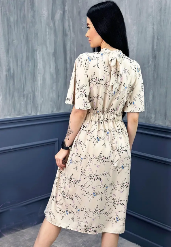 Женское летнее платье миди с разрезом в цветочный принт GF509334 размер 46/48, цвет бежевый, фото №3 Женское летнее платье миди с разрезом в цветочный принт GF509334 размер 46/48, цвет бежевый, фото №3