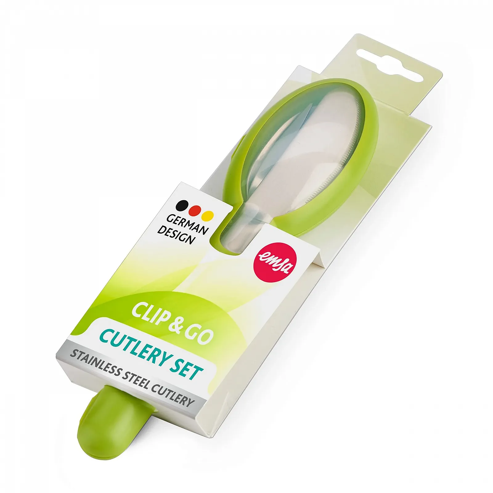 Набор столовых приборов Emsa Clip & Go 3 предмета: нож, вилка и ложка нержавеющая сталь Зеленый, фото №7 Набор столовых приборов Emsa Clip & Go 3 предмета: нож, вилка и ложка нержавеющая сталь Зеленый, фото №7