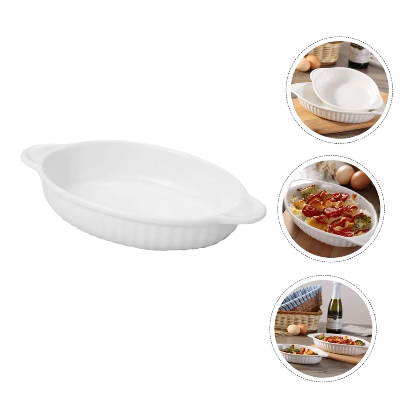 Форма для запікання овальна керамічна з подвійними ручками жаростійка для мікрохвильової печі, фото №5 Форма для запікання овальна керамічна з подвійними ручками жаростійка для мікрохвильової печі, фото №5