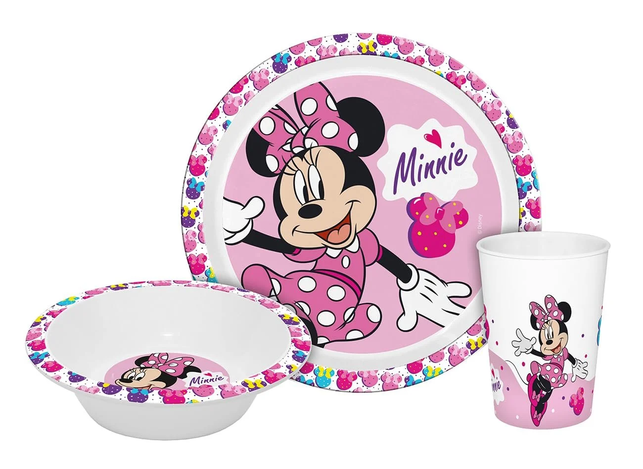 Детский набор посуды Minnie Kids из 3-х предметов, полипропилен, тарелка, миска, чашка, пластик, небьющийся, 3 предмета, для девочек, Минни Маус, фото №1 Детский набор посуды Minnie Kids из 3-х предметов, полипропилен, тарелка, миска, чашка, пластик, небьющийся, 3 предмета, для девочек, Минни Маус, фото №1