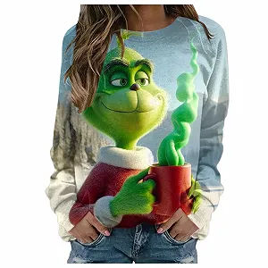 Рождественский джемпер BHXUTK Рождественский свитер женский зимний oversize Рождественский длинный рукав - Фото 1