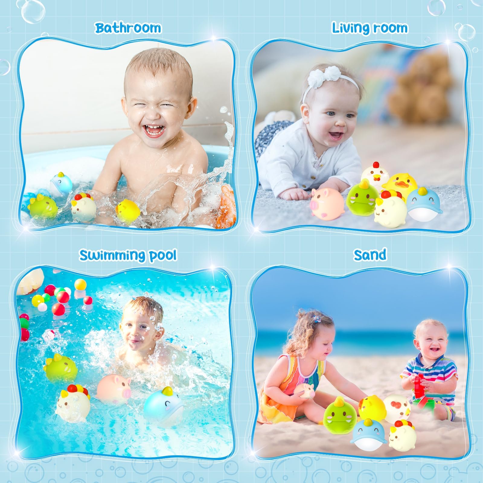 Игрушка для ванной Малыш, 6 штук, игрушка для детей 6-36 месяцев, водяная игрушка, игрушка для бассейна, детская, мультяшные животные, маленькие игрушки, подарки для мальчиков и девочек, фото №6