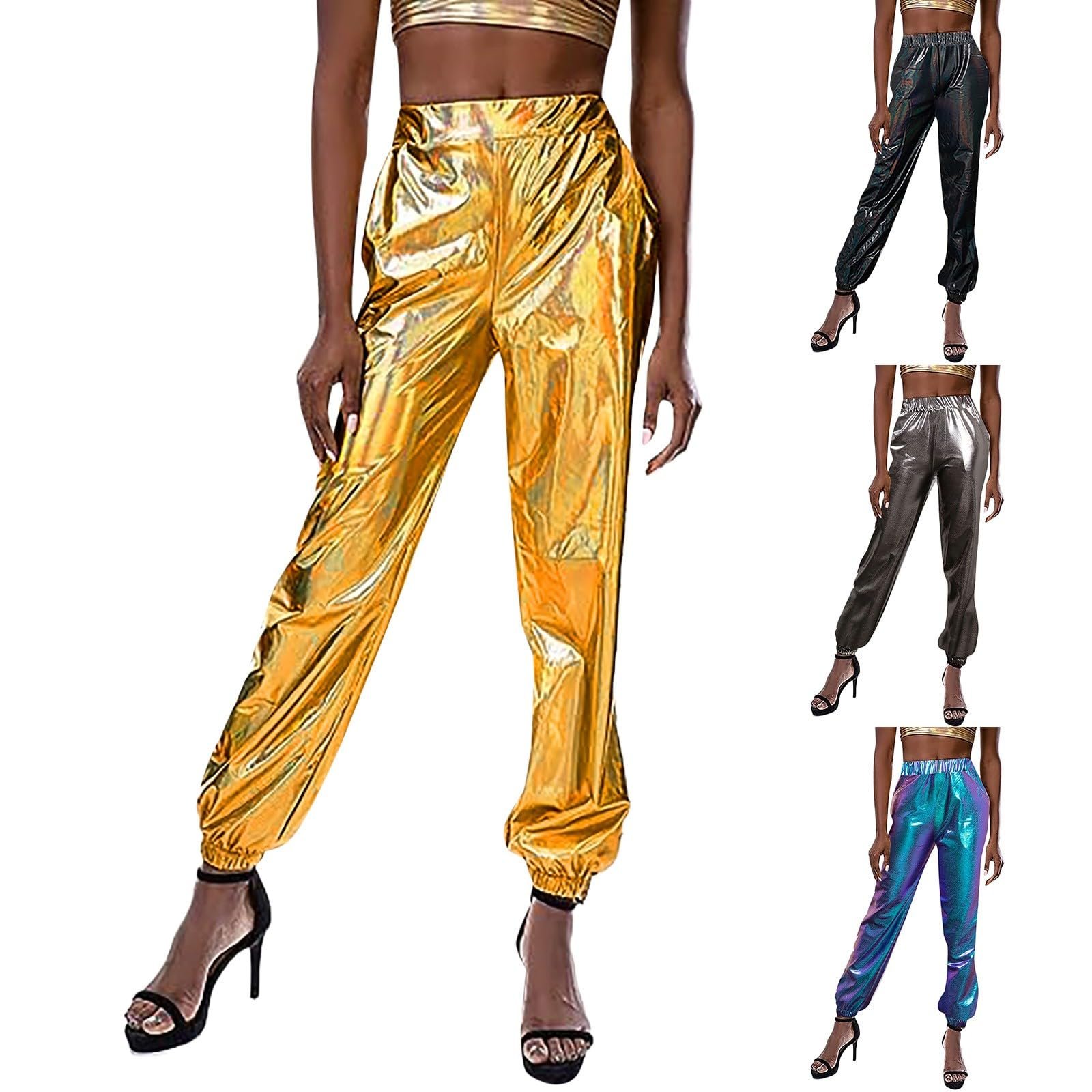 Жіночі металеві блискучі штани, фото №2 Жіночі металеві блискучі штани, фото №2