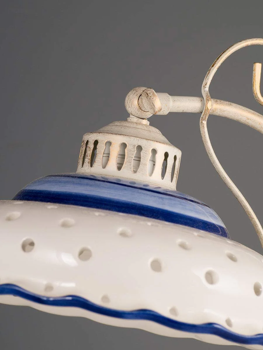 Настільна лампа 4071410 кераміка E27 античний білий синій, фото №4