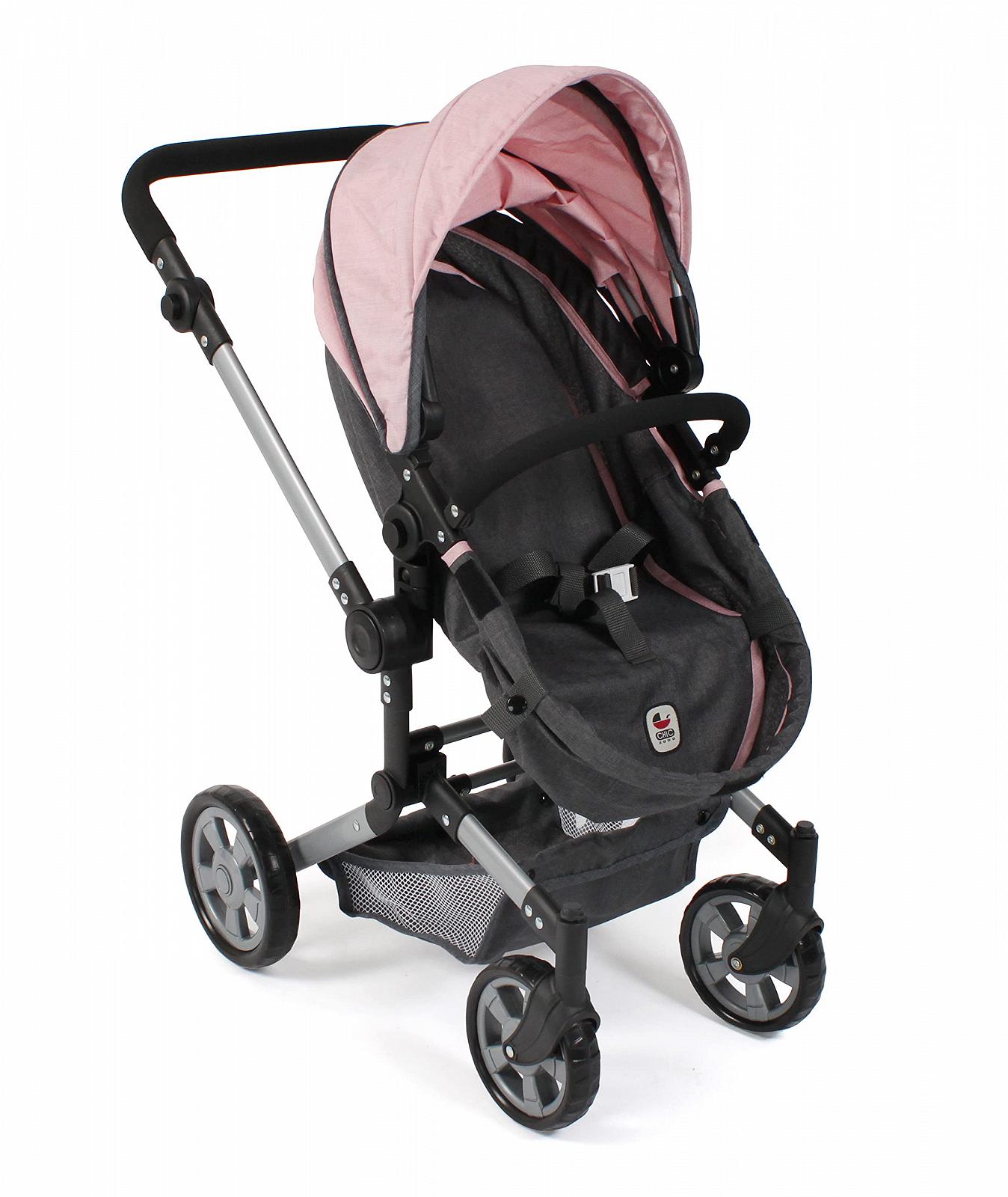 Коляска для кукол Bayer Chic 2000 - Linus 3-в-1 тёмно-серый, розовый, фото №3