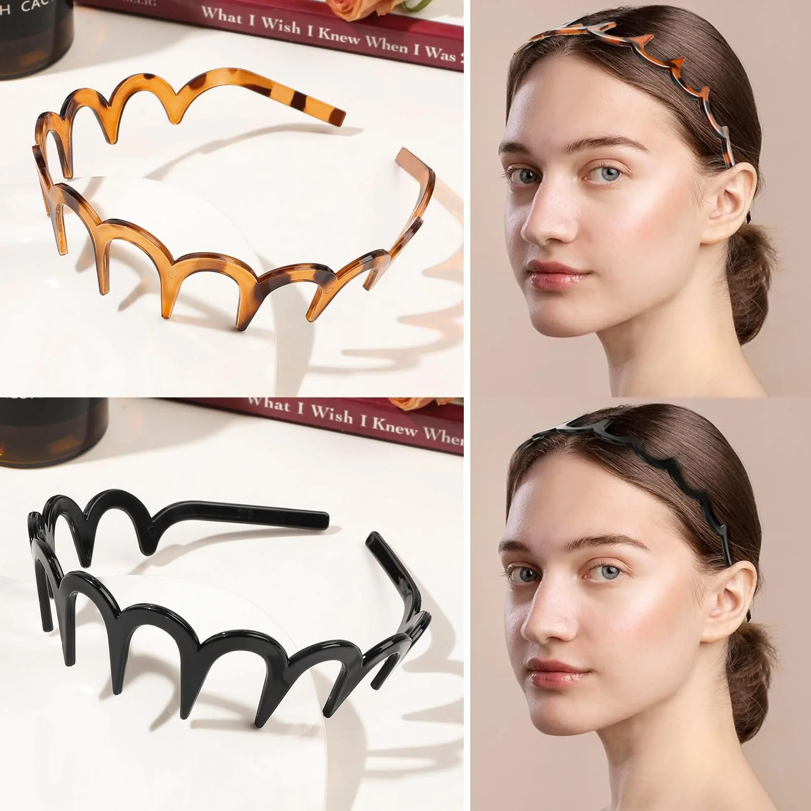 Набір з 4 х хвилястих пластикових обручів для волосся, фото №6