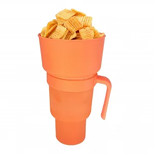 Стакан 2-в-1 для снеків та напоїв, Стакан для попкорну з соломинкою - Фото 1
