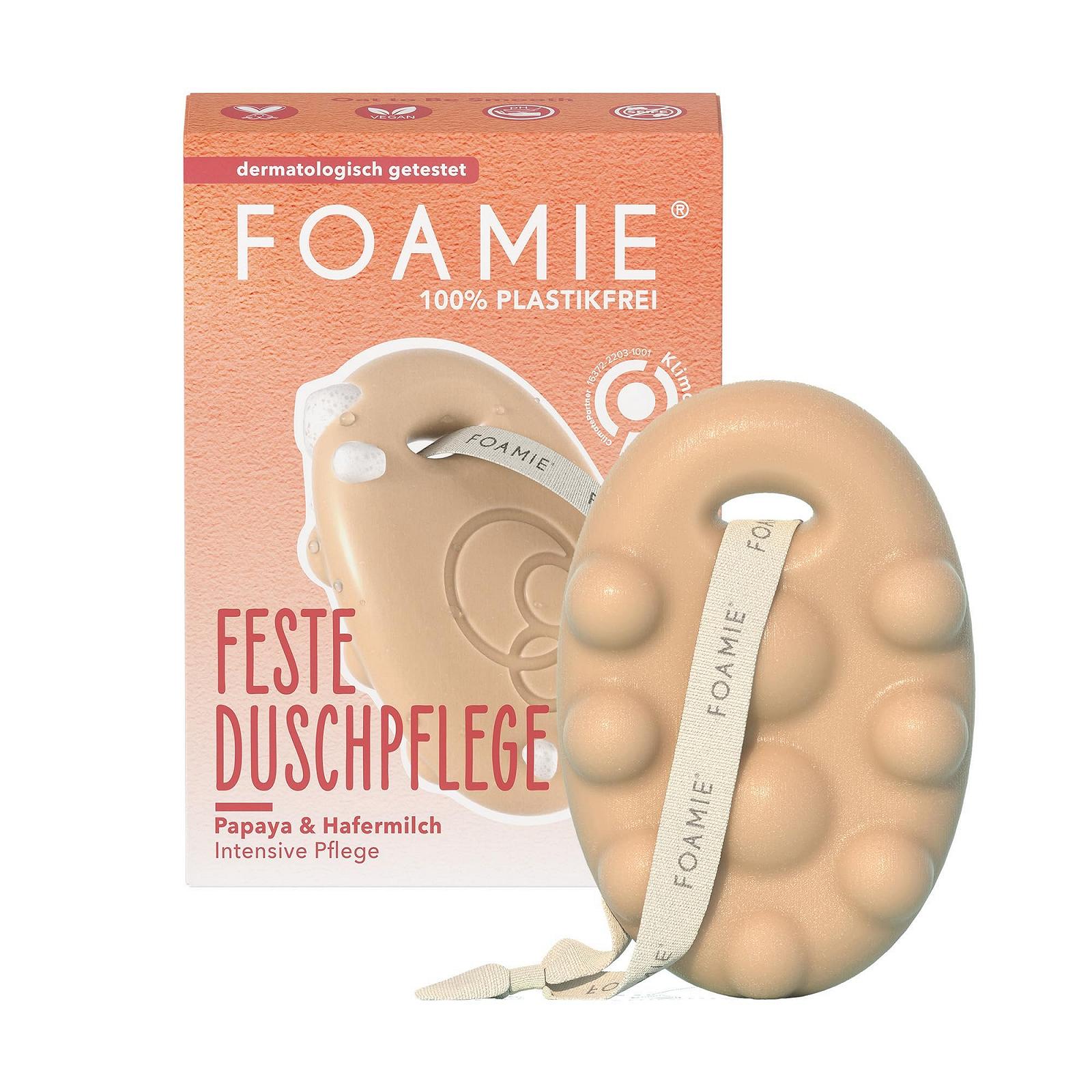 Твердий гель для душу Foamie Papaya and Oat Milk з ефектом масажу 80 г, фото №1