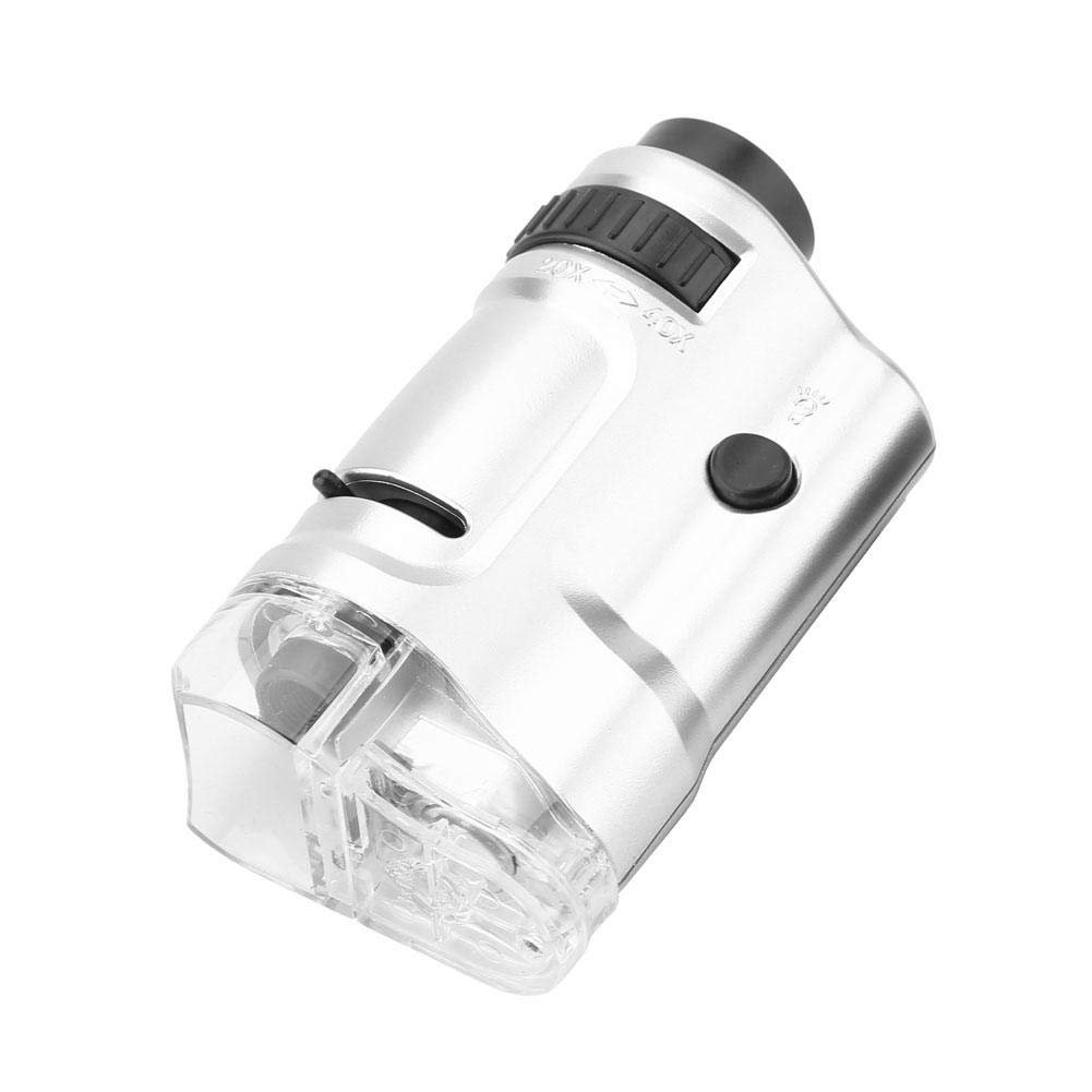 Микроскоп карманный, 20X-40X, LED подсветка, с базой, фото №7