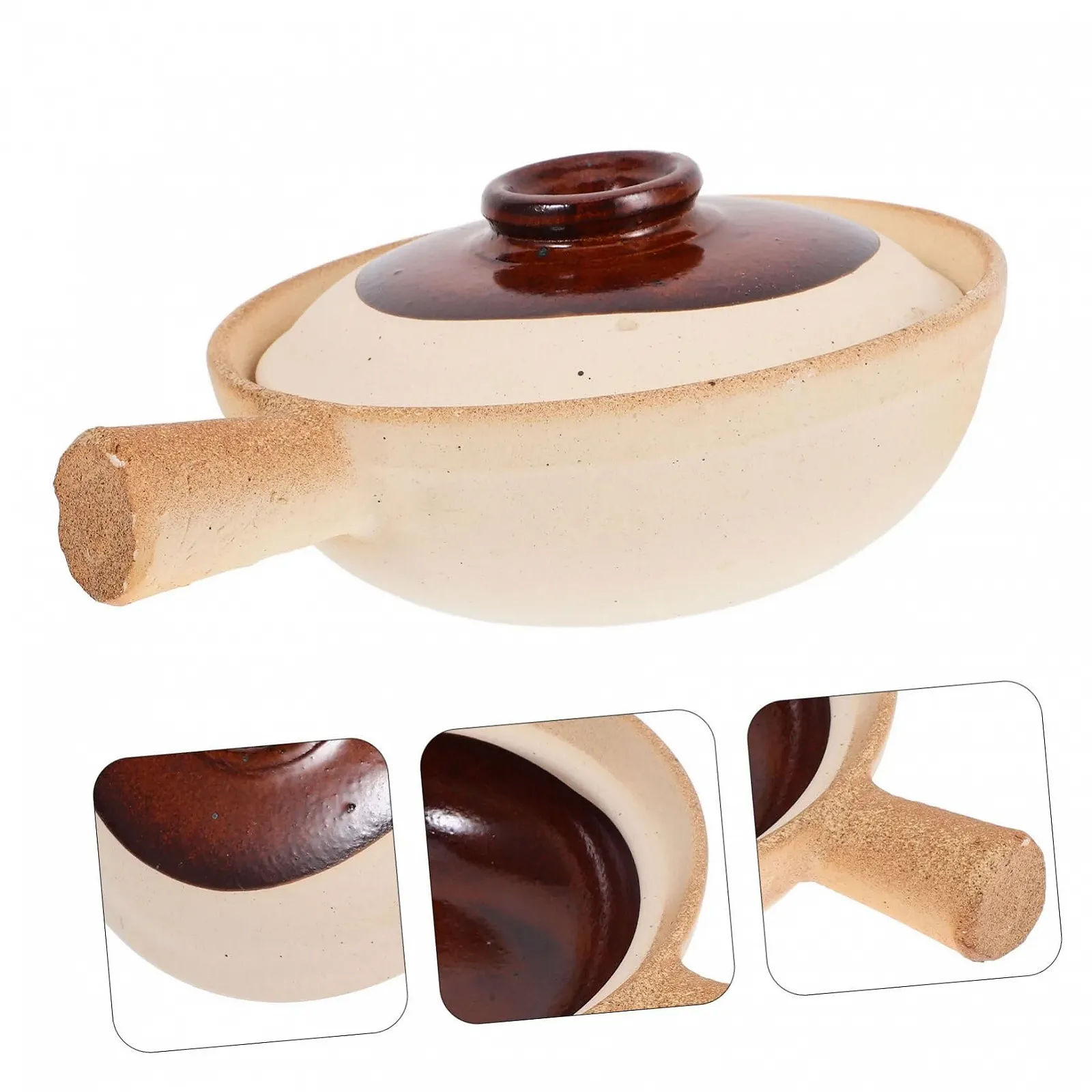 Каструля керамічна теракотова з кришкою термостійка компактна для рису, фото №7