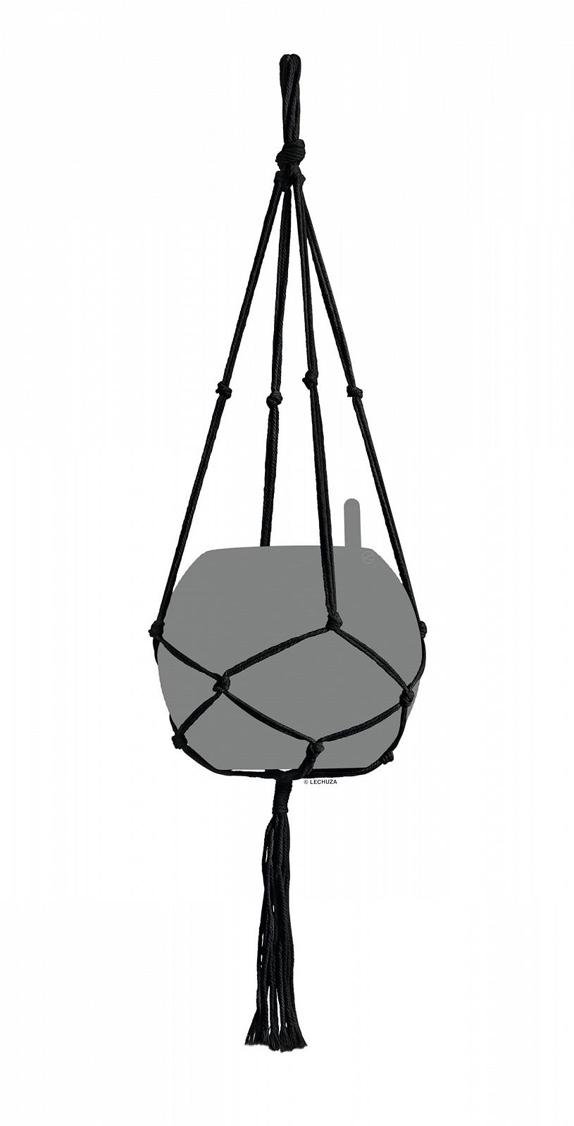 Подвес для кашпо Lechuza Macrame Cotton Pure 90 хлопок Black 13896, фото №1