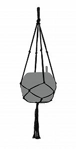 Подвес для кашпо Lechuza Macrame Cotton Pure 90 хлопок Black 13896 - Фото 1